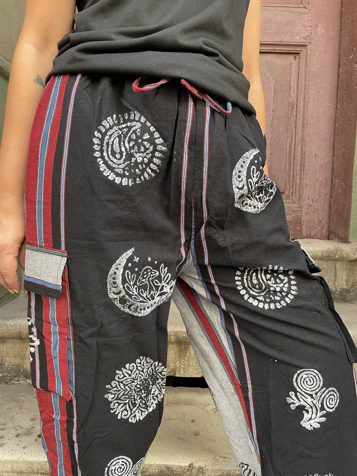 Unisex El Yapımı Nepal Kadın Baskılı Pamuk Pantolon