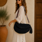 Bohem El Örgüsü Siyah Omuz & Crossbody Çanta – Tasarım Büyük Boy, El Yapımı