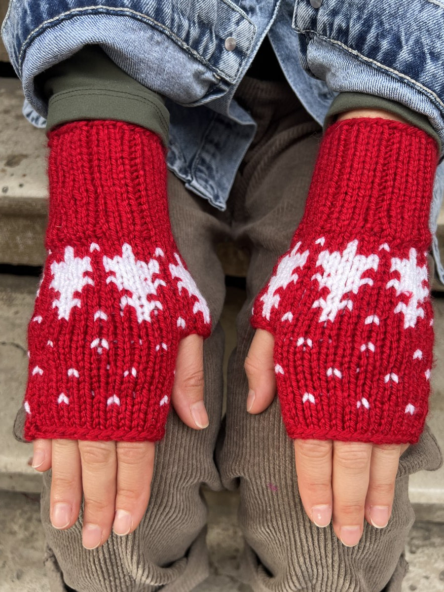 Bohem Kırmızı Yılbaşı Motifli Eldiven