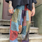 Unisex Nepal Patchwork Desenli Şalvar Pantolon – Mavi Renkli