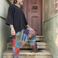Unisex Nepal Patchwork Desenli Şalvar Pantolon – Mavi Renkli