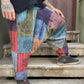 Unisex Nepal Patchwork Desenli Şalvar Pantolon – Mavi Renkli
