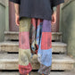 Unisex Nepal Patchwork Desenli Şalvar Pantolon – Mavi Renkli