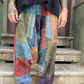 Unisex Nepal Patchwork Desenli Şalvar Pantolon – Mavi Renkli