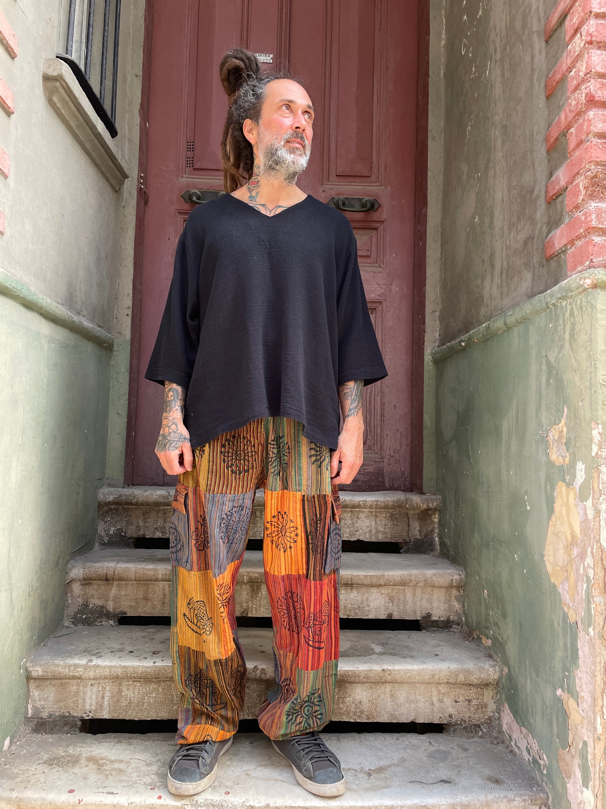 Unisex Bohem Nepal Patchwork Pantolon