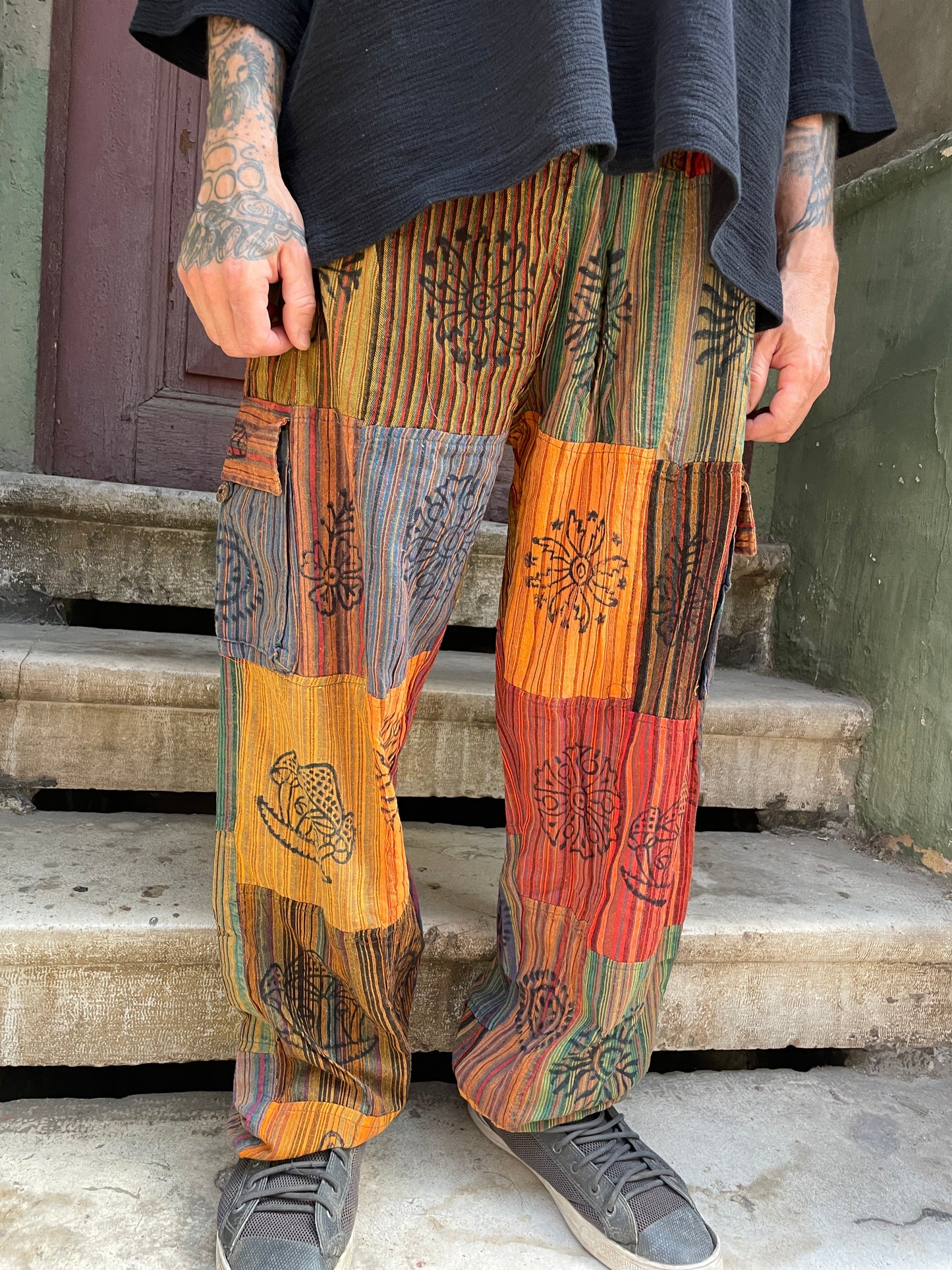 Unisex Bohem Nepal Patchwork Pantolon