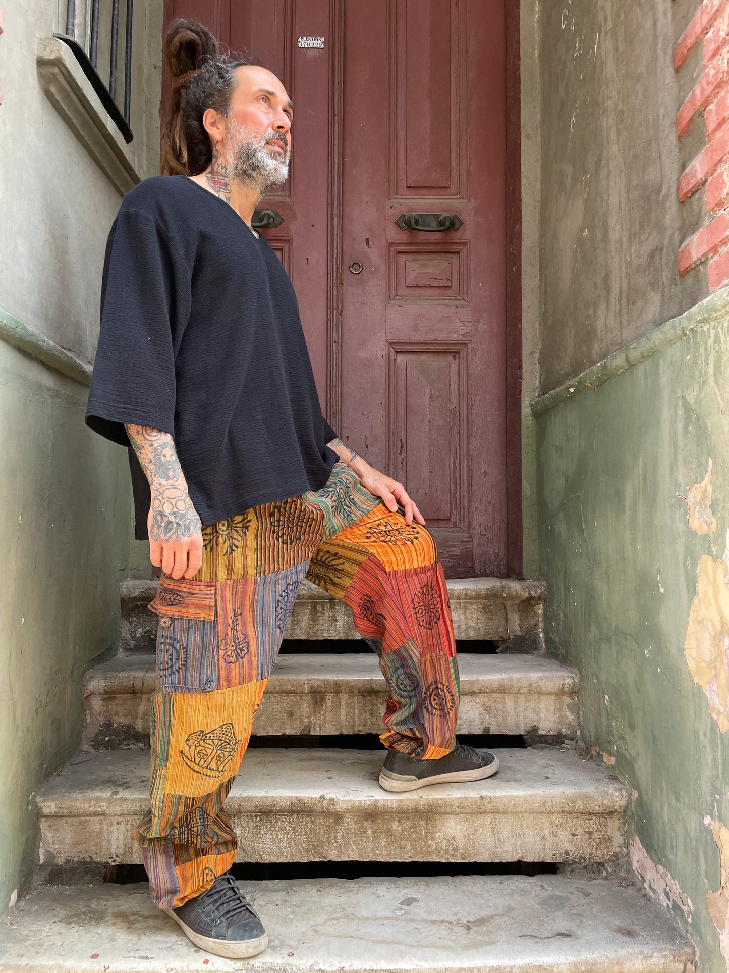 Unisex Bohem Nepal Patchwork Pantolon