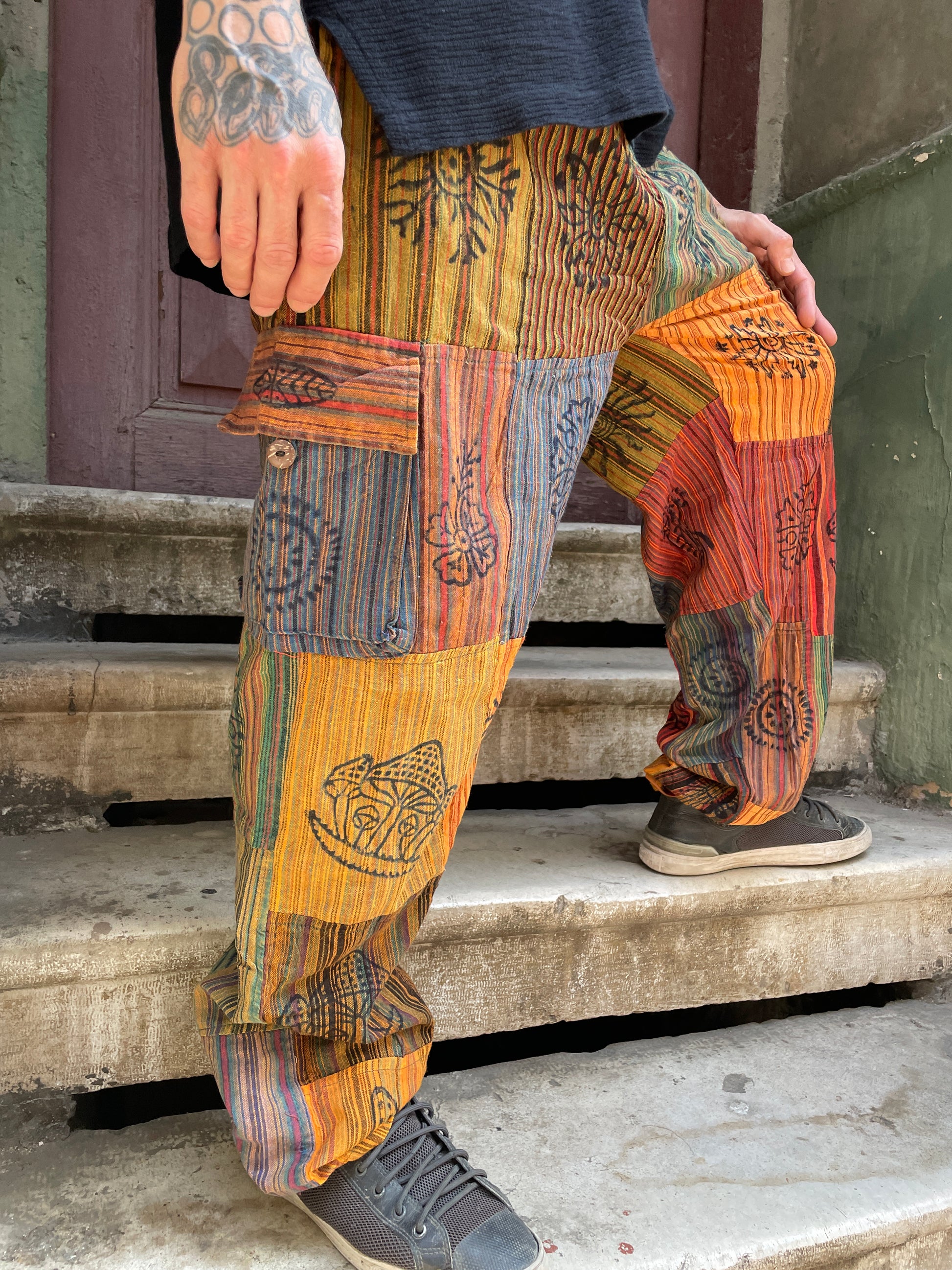 Unisex Bohem Nepal Patchwork Pantolon