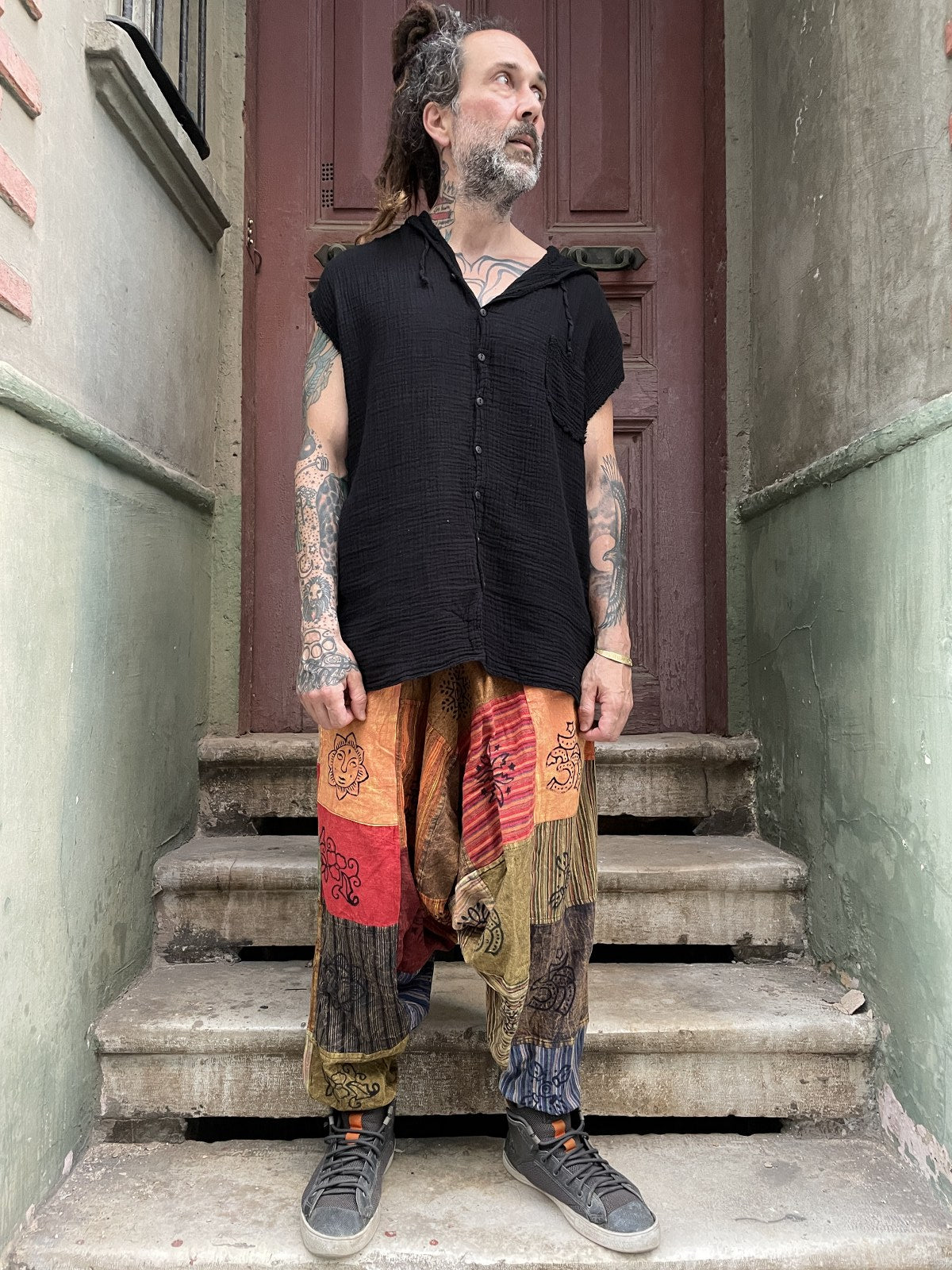 Unisex Nepal Patchwork Güneş Pantolon Şalvar