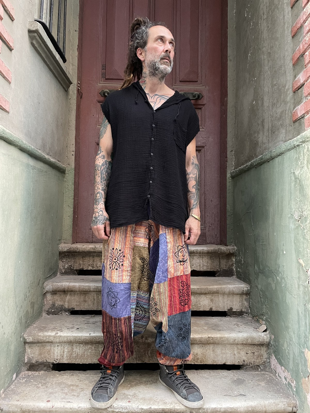 Unisex Nepal Patchwork Renkli Pantolon Şalvar