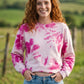 Batik Desenli Oversize Kadın Sweatshirt – %100 Pamuk, Pembe