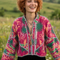 Ruhana Kantha – Çift Taraflı Çiçek Desenli Patchwork Bohem Kadın Ceket