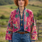 Ruhana Kantha – Çift Taraflı Çiçek Desenli Patchwork Bohem Kadın Ceket