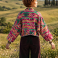 Ruhana Kantha – Çift Taraflı Çiçek Desenli Patchwork Bohem Kadın Ceket