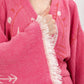 Pembe Bohem Kadın Göz Desenli Doğal Kumaş Kimono Bornoz Kaftan