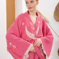 Pembe Bohem Kadın Göz Desenli Doğal Kumaş Kimono Bornoz Kaftan