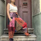 Unisex Nepal Patchwork Pembe Kadın Pantolon Şalvar