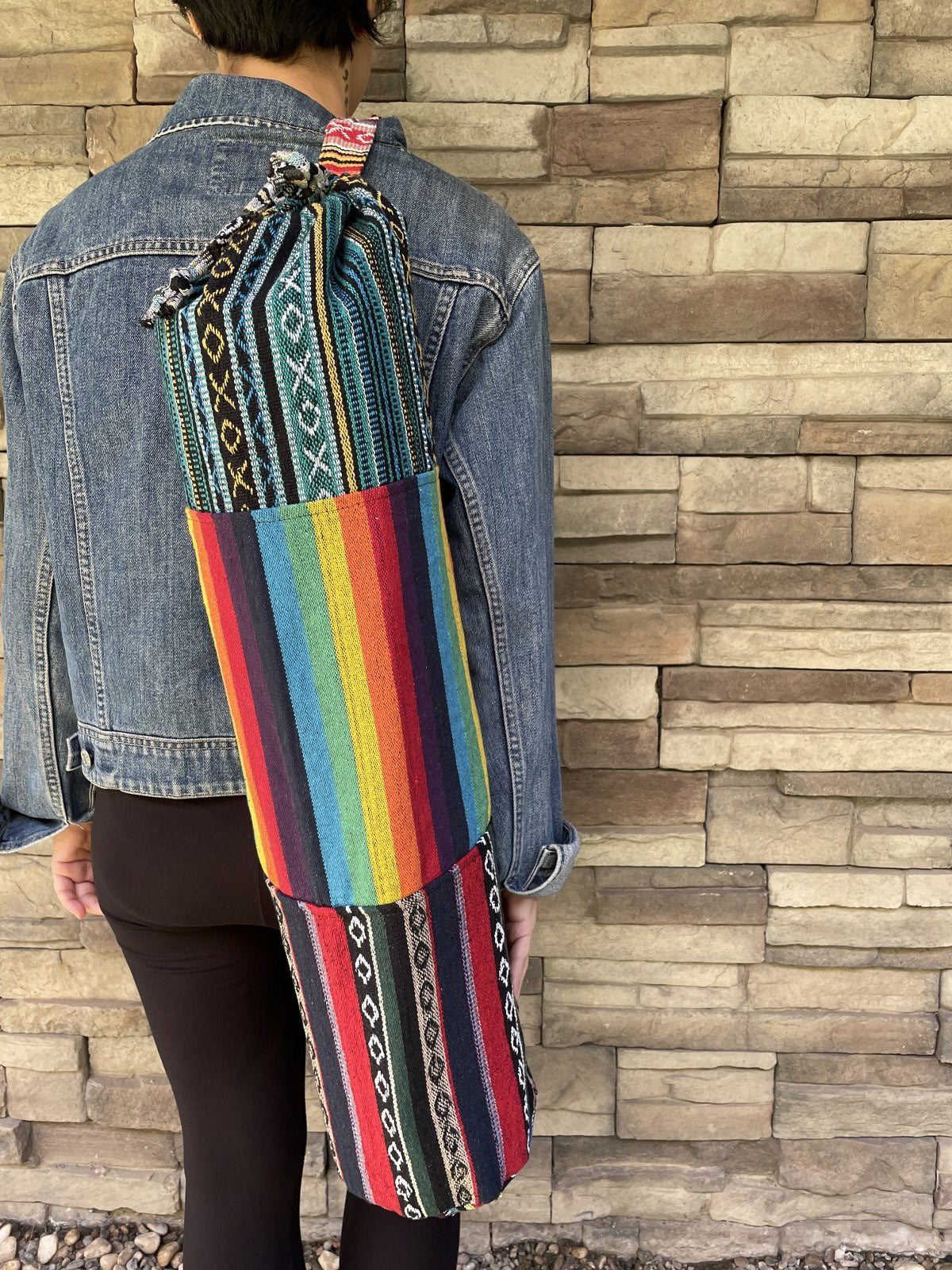 Rainbow Patchwork Nepal Yoga Mat Çantası