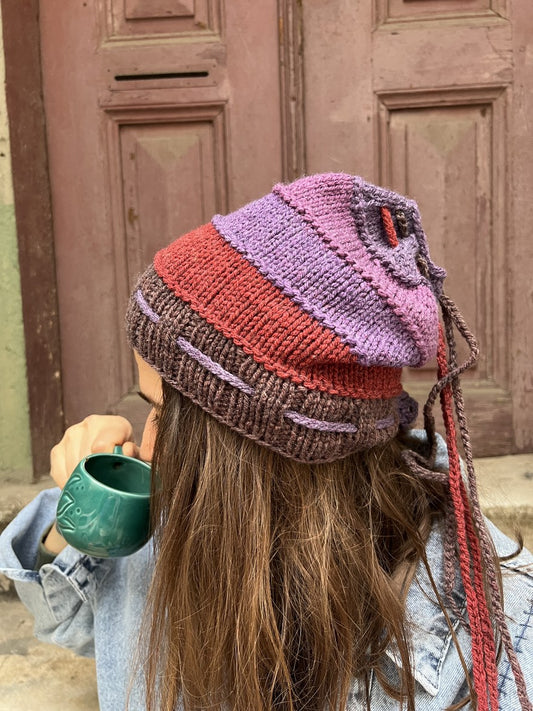 Bohem Rastalılara Uygun El Örgüsü Bere – Üstü Açık Tasarım