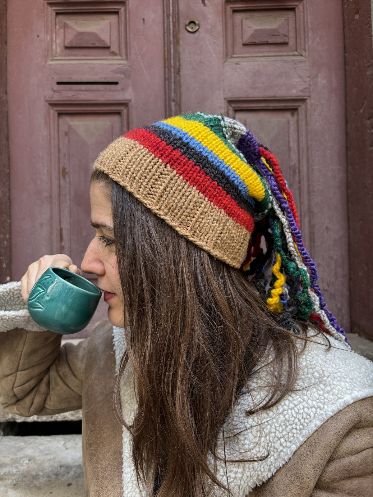 Renkli Bob Marley Rastalı Bere - El Yapımı Boho Tarz - Toprak