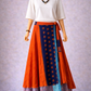 Çift Taraflı Bağlamalı İpek Etek – Turuncu Laci Desenli (Nepal)