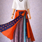 Çift Taraflı Bağlamalı İpek Etek – Turuncu Laci Desenli (Nepal)