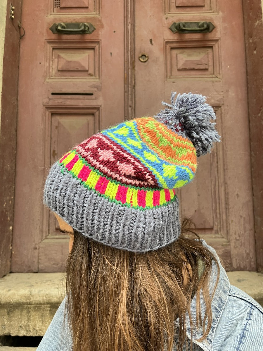 El Yapımı Bohem Bere ve Eldiven Takımı – Renkli ve Şık Kış Aksesuarı -  Gri