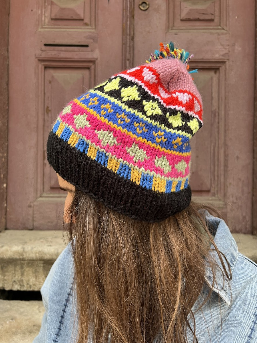 El Yapımı Bohem Bere ve Eldiven Takımı – Siyah