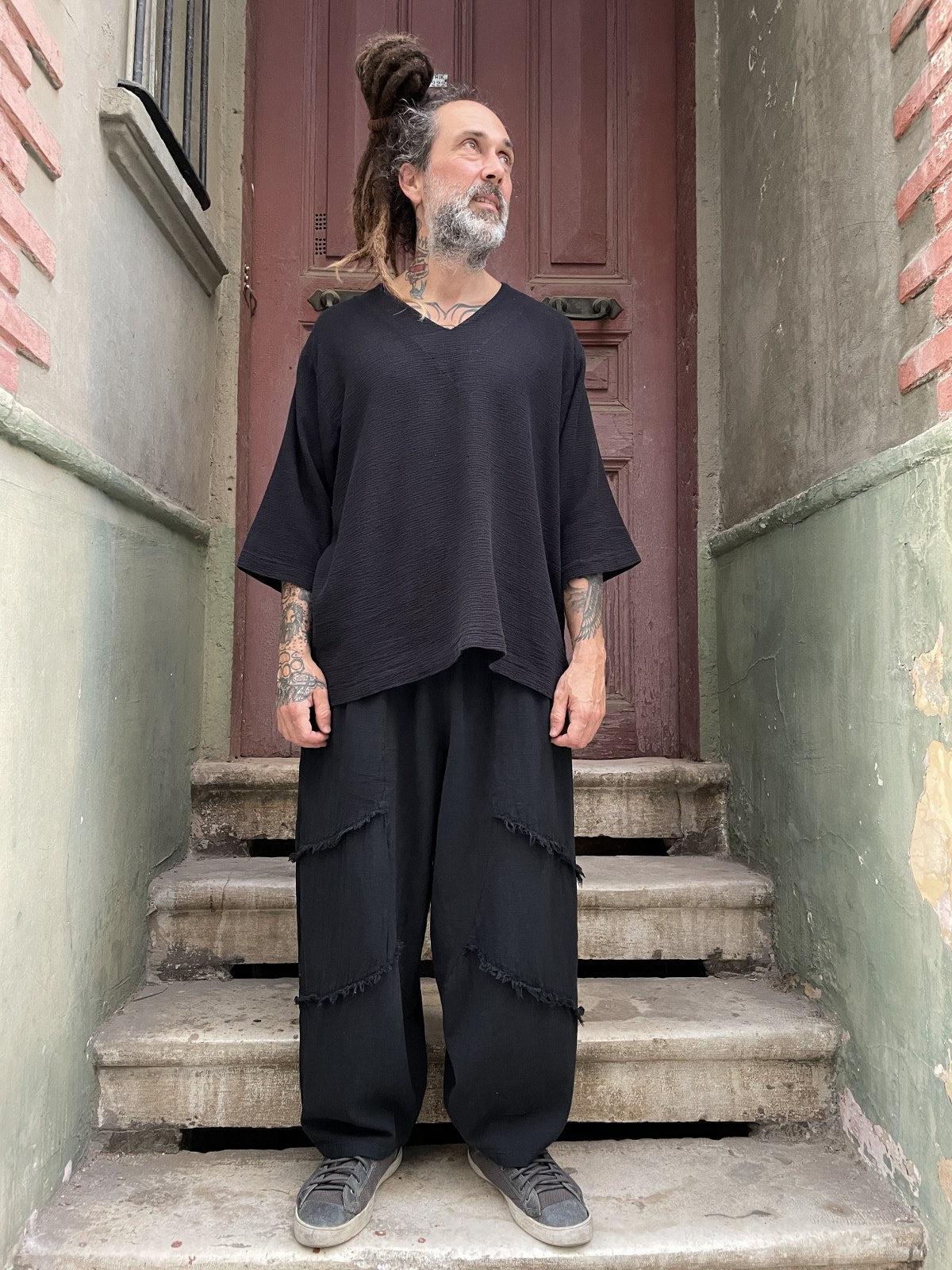 Bohem Bol Paça Salaş Pantolon - Siyah