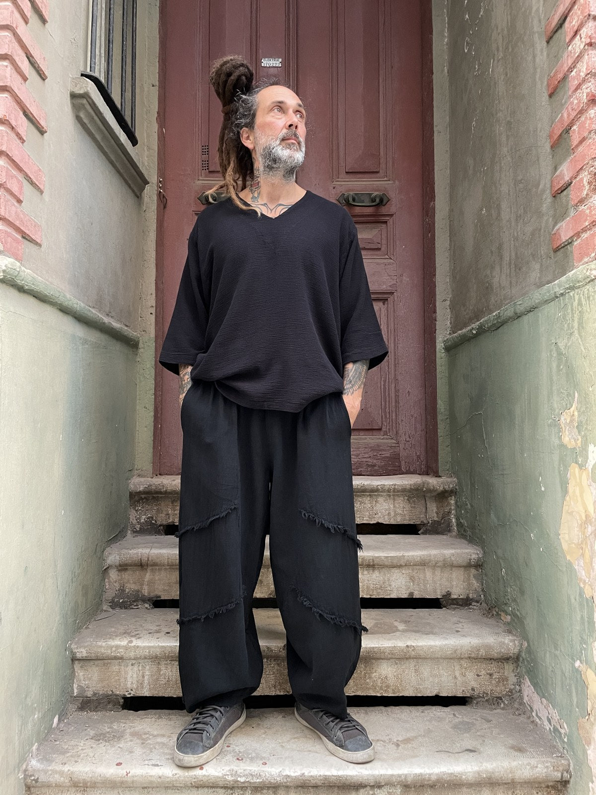 Bohem Bol Paça Salaş Pantolon - Siyah