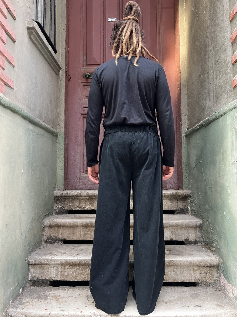 Erkek Kadife Bol Paça Pantolon Siyah