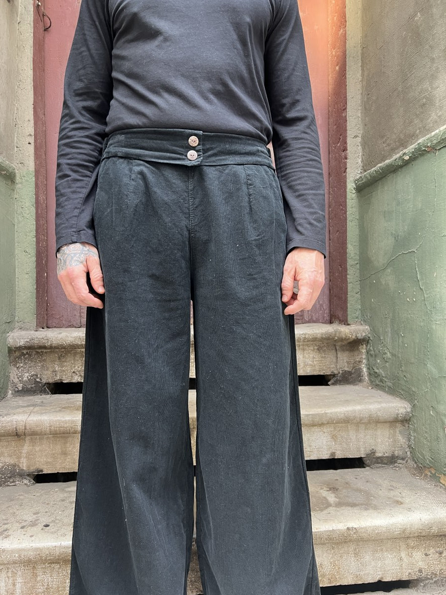 Erkek Kadife Bol Paça Pantolon Siyah