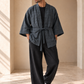Ronin Antrasit Erkek Kimono – Dokulu Pamuklu Kumaş, Rahat Kesim