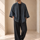 Ronin Antrasit Erkek Kimono – Dokulu Pamuklu Kumaş, Rahat Kesim