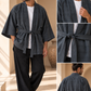 Ronin Antrasit Erkek Kimono – Dokulu Pamuklu Kumaş, Rahat Kesim