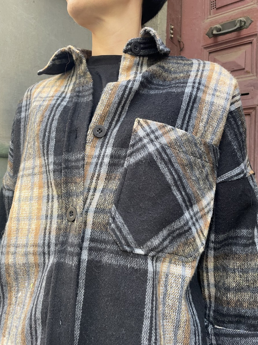 Oversize Oduncu Gömlek – Boho & Casual- Siyah Hardal