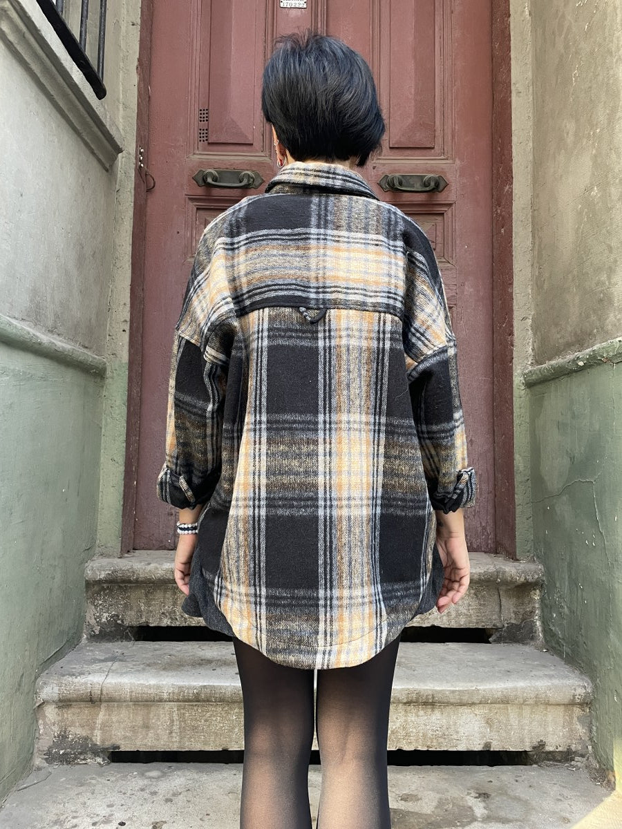 Oversize Oduncu Gömlek – Boho & Casual- Siyah Hardal