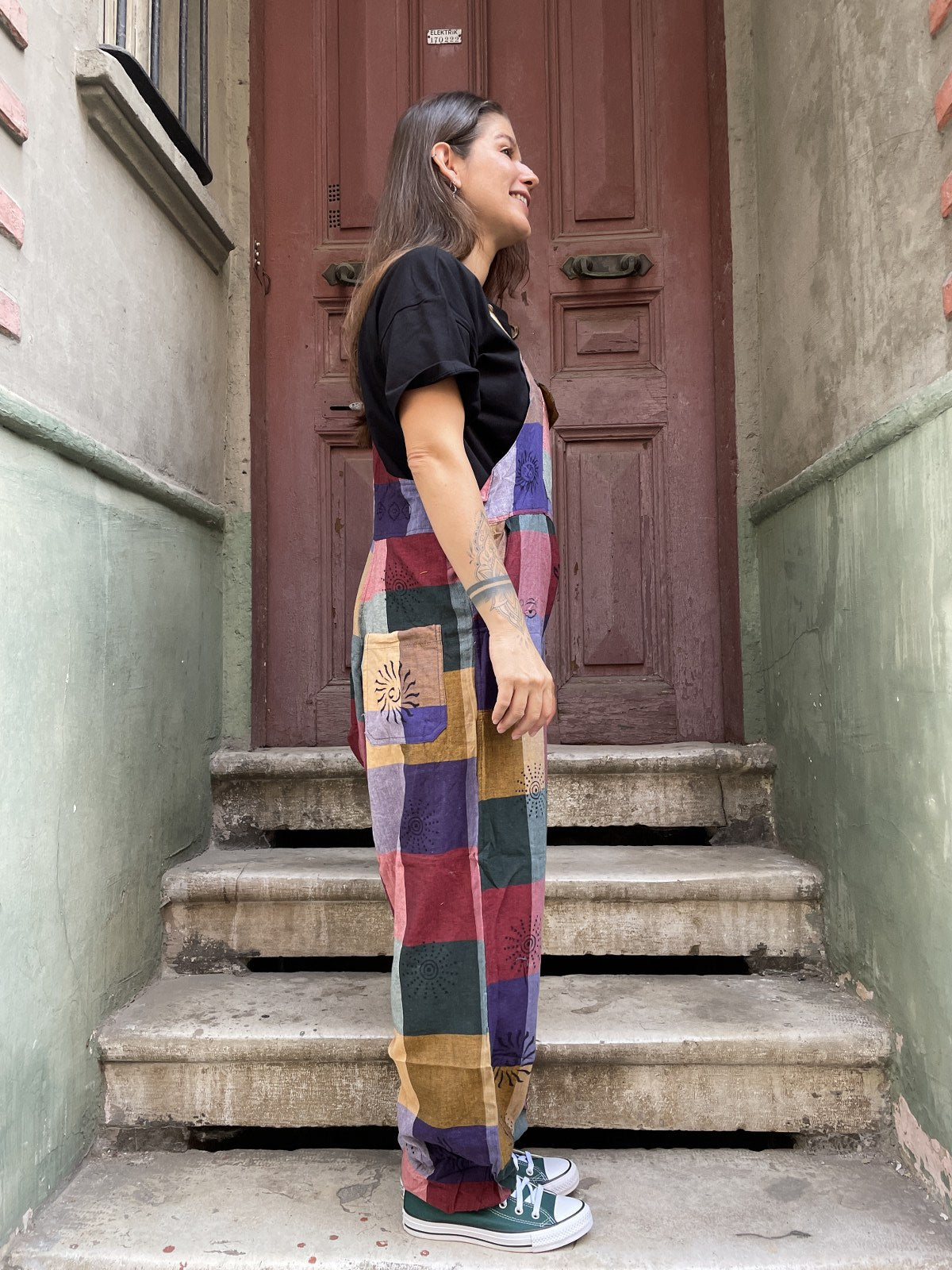 Unisex Soft Baskılı Nepal Patchwork Tulum