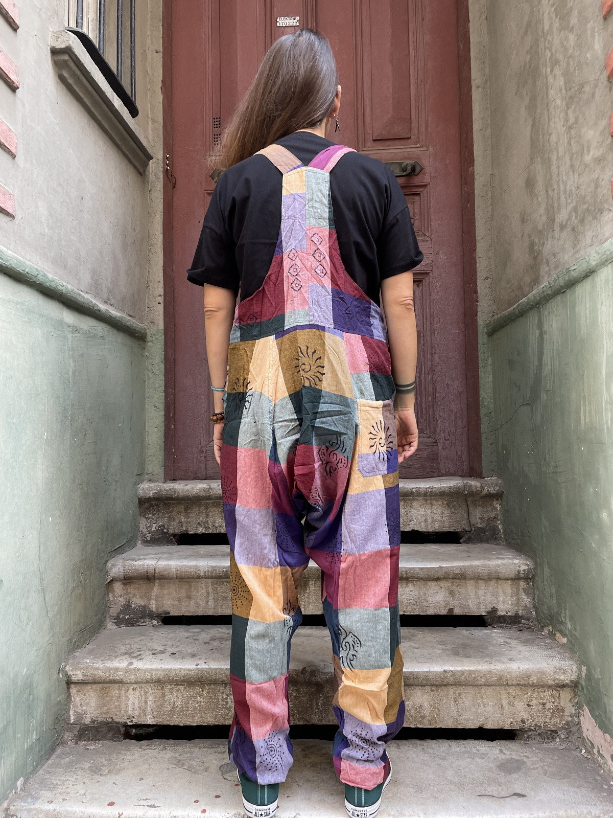 Unisex Soft Baskılı Nepal Patchwork Tulum