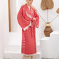 Soft Kırmızı Bohem Kadın Göz Desenli Doğal Kumaş Kimono Bornoz Kaftan