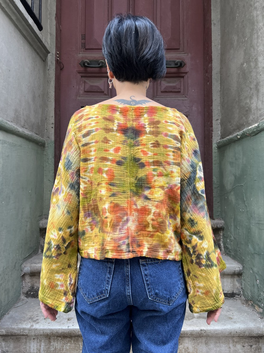 Kadın Batik Bluz Autumn Glow – El Boyaması, %100 Müslin