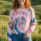 Batik Desenli Oversize Kadın Sweatshirt – %100 Pamuk, Pembe Mavi Spiral