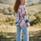 Batik Desenli Oversize Kadın Sweatshirt – %100 Pamuk, Pembe Mavi Spiral