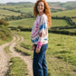 Batik Desenli Oversize Kadın Sweatshirt – %100 Pamuk, Pembe Mavi Spiral