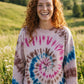 Batik Desenli Oversize Kadın Sweatshirt – %100 Pamuk, Pembe Mavi Spiral