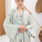Su Yeşili Bohem Kadın Göz Desenli Doğal Kumaş Kimono Bornoz Kaftan