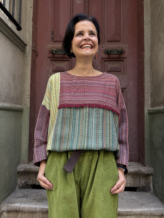 Aurora – Çok Renkli Dokuma Kadın Bluz