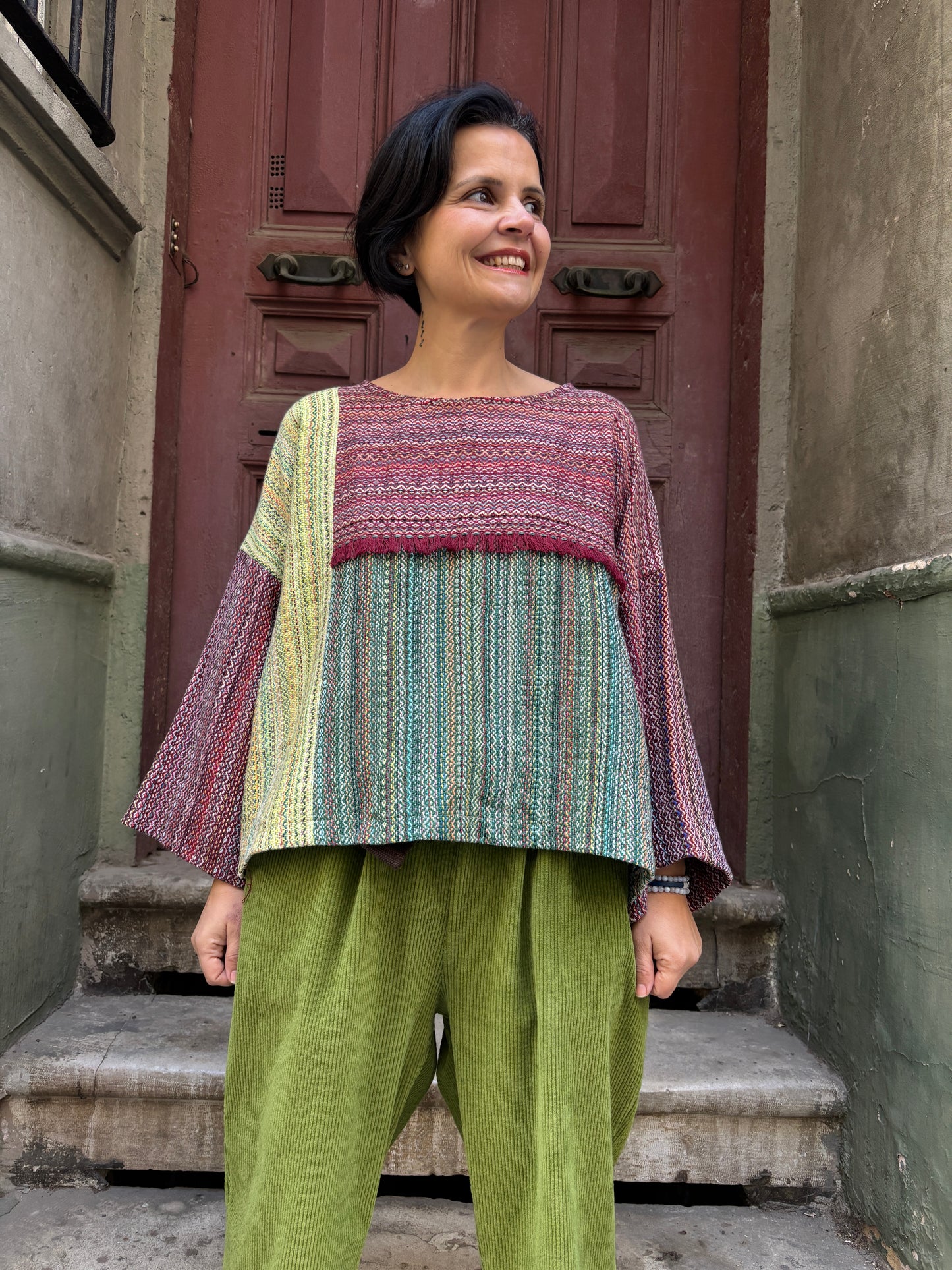 Aurora – Çok Renkli Dokuma Kadın Bluz