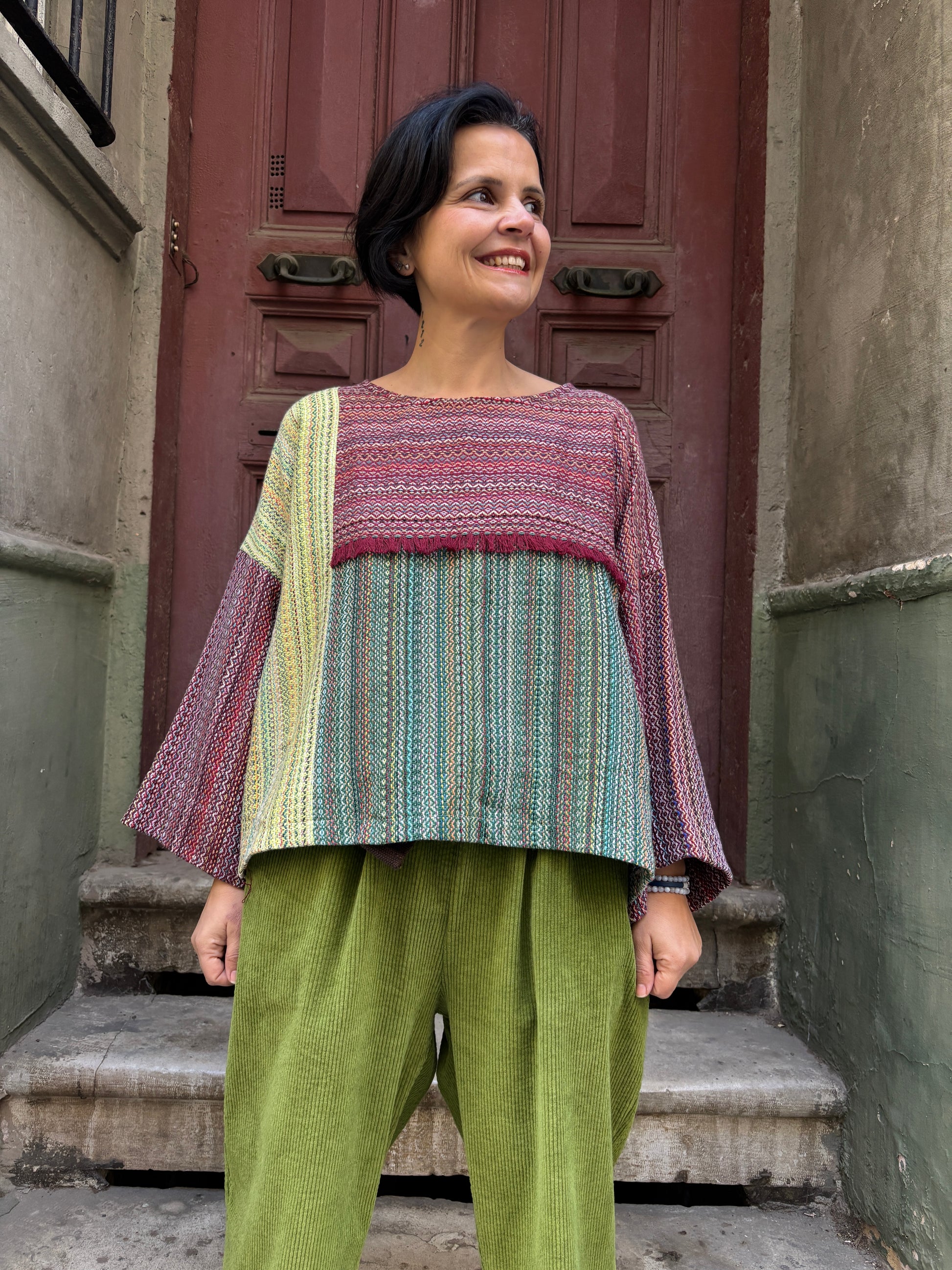 Aurora – Çok Renkli Dokuma Kadın Bluz