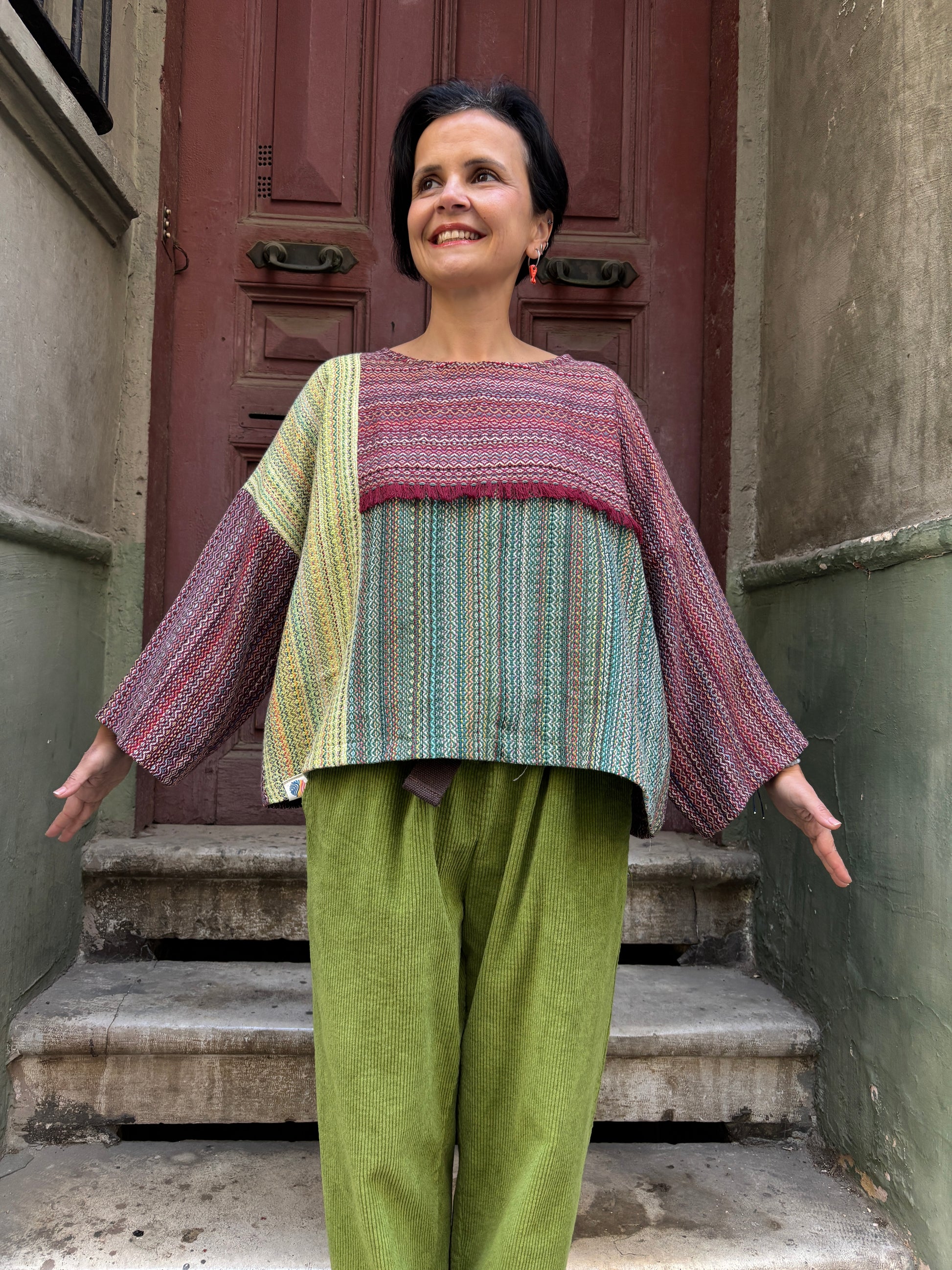 Aurora – Çok Renkli Dokuma Kadın Bluz